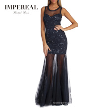 Sequin Mesh Aline Sexy See Through Spanish Style Evening Dress